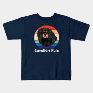 Retro Black and Tan Cavalier King Charles Spaniel Gifts Kids T-Shirt